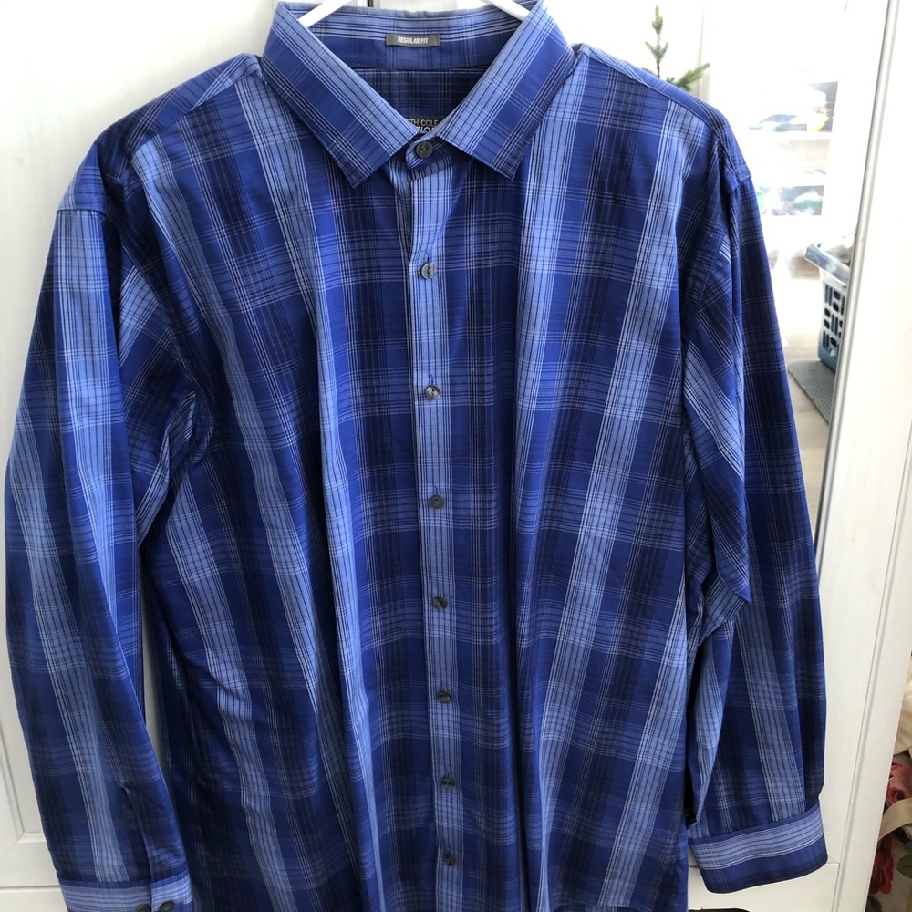 Kenneth Cole Reaction Blue Striped Button Shirt